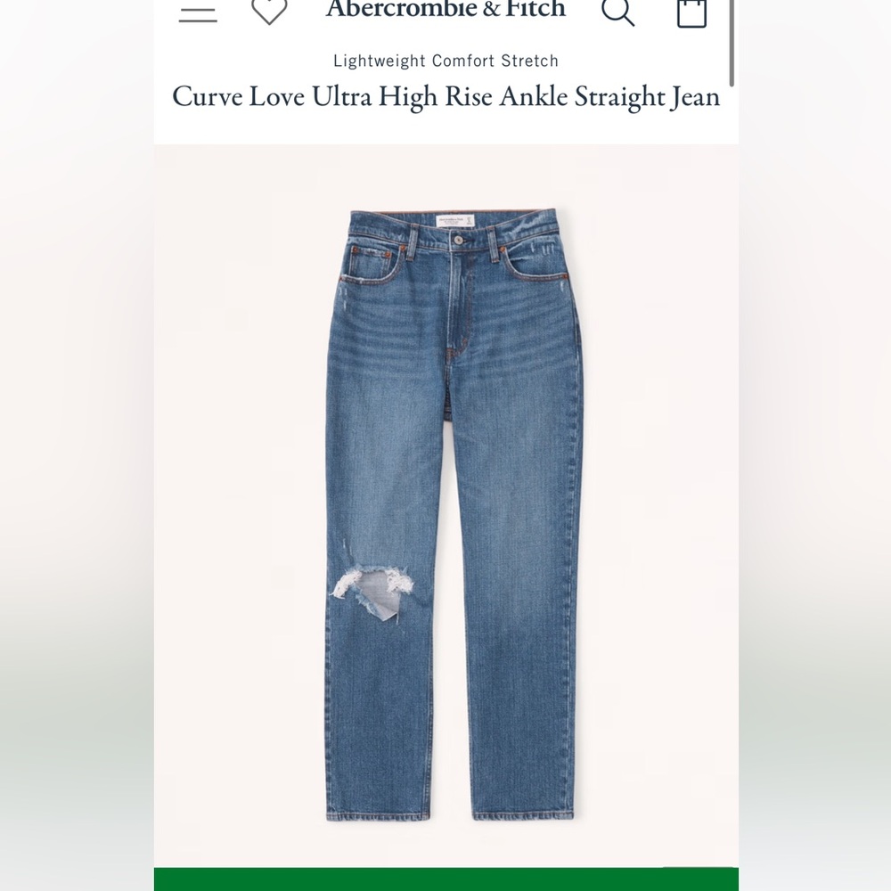 Abercrombie & Fitch Curve Love Ankle Straight Ultra High Rise jeans size 35